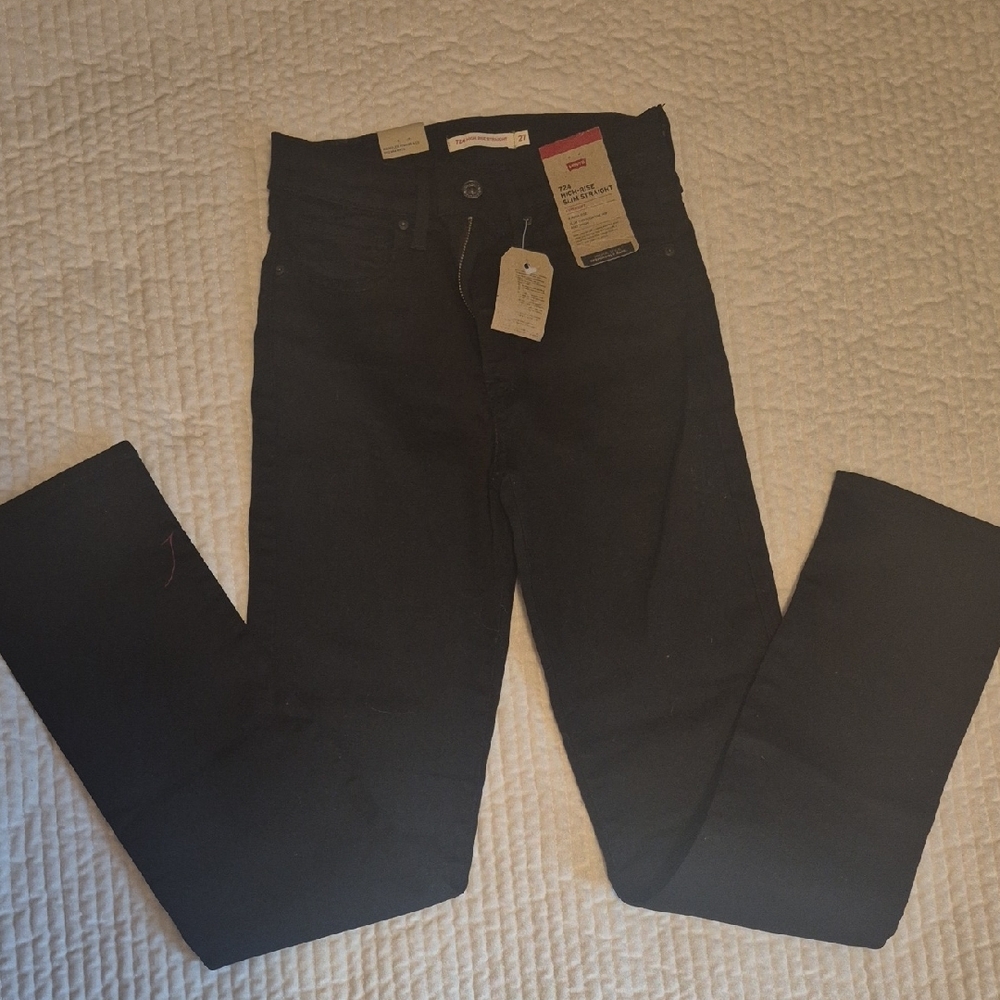 Levi's Black High Rise Slim Straight Jeans Size 4 Brand New W/tags